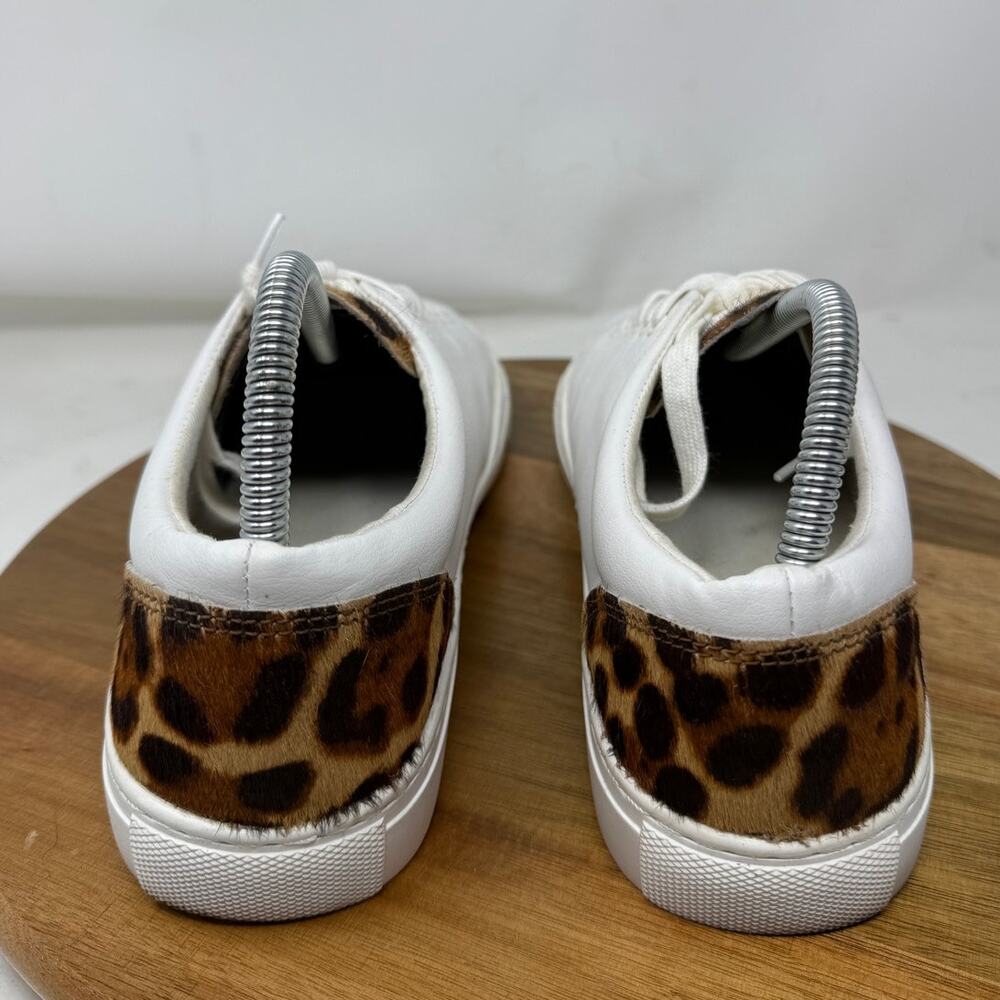 J Crew Sneakers Womens Road Trip Leopard Calf Hair White Brown Size 9.5 - Picture 6 of 8